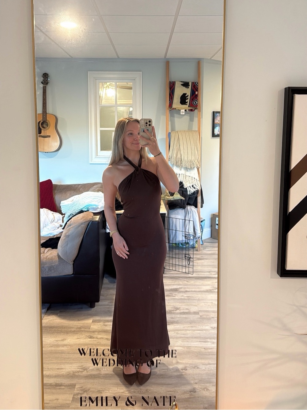 Amazon Brown Halter Maxi Dress